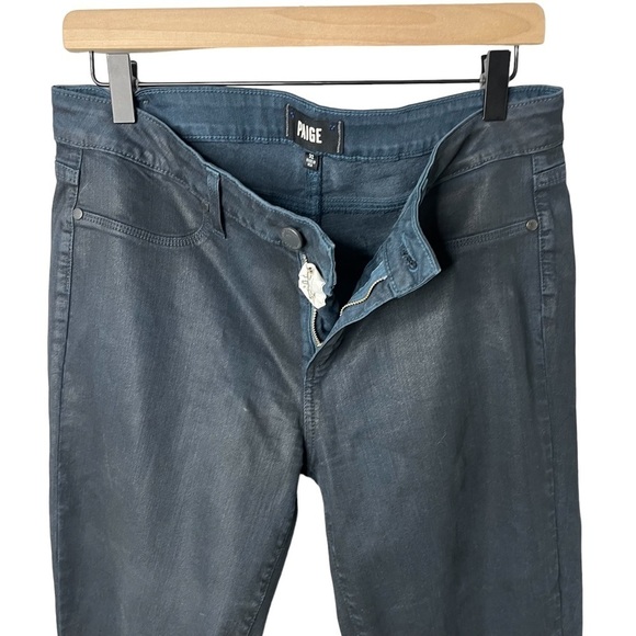 Paige Verdugo Skinny Jeans Deep Lagoon Silk Blue Coated Size 32 - Picture 5 of 10